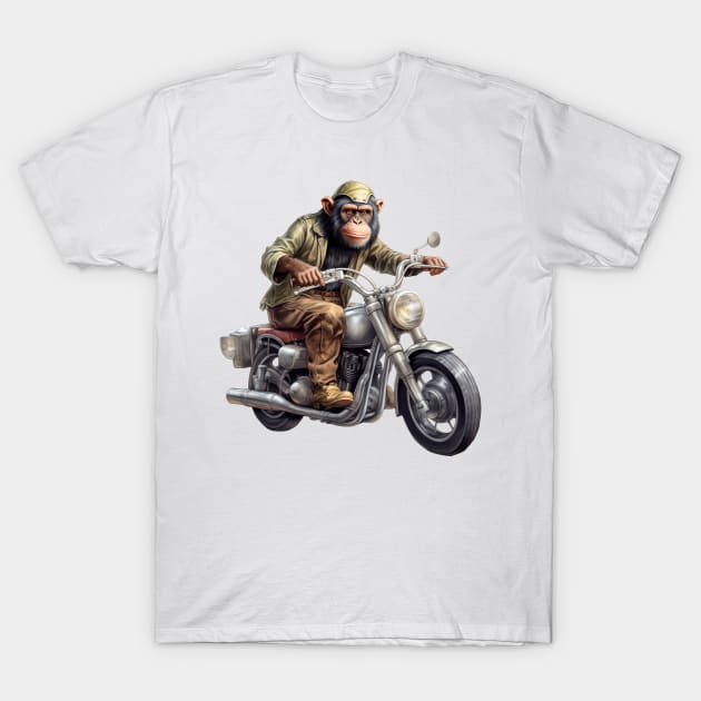 Monkey Biker Retro Motorcycle T-Shirt by Nenok